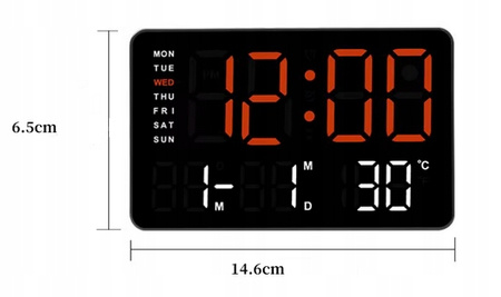 Wielofunkcyjny Cyfrowy Zegar Ścienny LED - Duży Wyświetlacz, Temperatura, Data, Alarm, 4 Poziomy Jasności