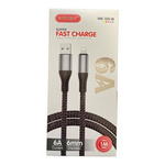 Kabel USB A do Lightning w oplocie mocny do 6A 1M