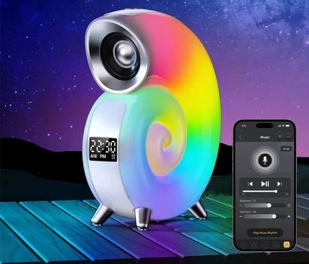 Odtwarzacz Bluetooth LED Lampka nocna MUSZLA RGB 