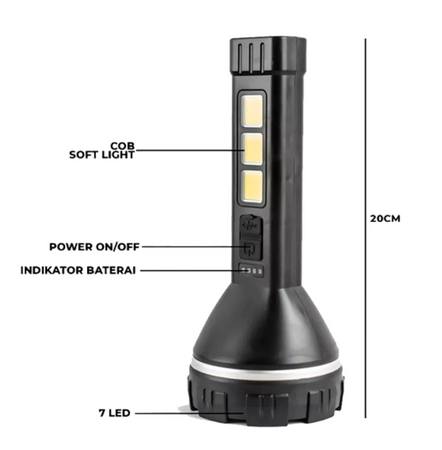 YD-659  Latarka ręczna LED zasilana energią słoneczną z akumulatorem 1200 mAh