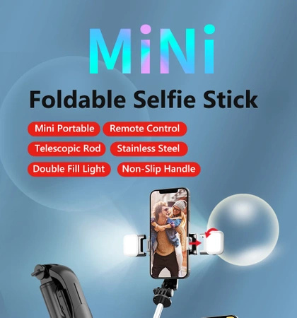 Q11 Bluetooth bezprzewodowy Selfie Stick składany Mini statyw wysuwany Monopod z wypełnieniem światła dla iPhone IOS Xiaomi Android telefon