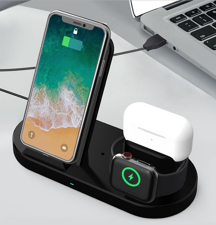 Ładowarka indukcyjna iPhone AIRPODS Apple Watch - stacja ładująca Fast Charge,