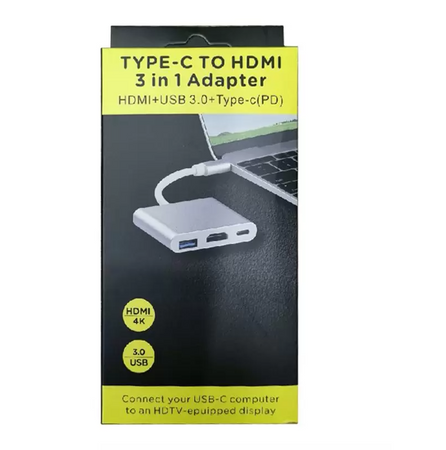 Adapter 3 w 1 typu C Adapter koncentratora USB 3.0 4K HDMI ze stopu aluminium 