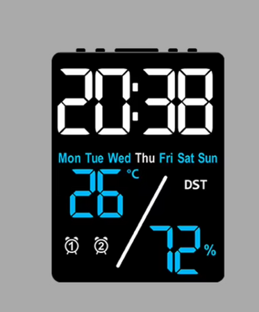 Wielofunkcyjny Cyfrowy Budzik LED - Temperatura, Wilgotność, Możliwość Ściemniania, Port USB