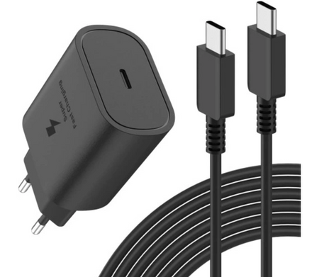 Szybka ładowarka sieciowa 25W USB C + kabel 1M do Samsung Galaxy S10, S20, S21, S22