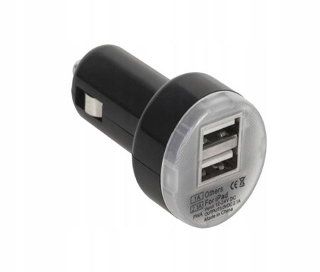 ŁADOWARKA SAMOCHODOWA USB 2A 5V DUAL czarna