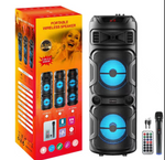 Przenośny głośnik party 2 × 8″ z mikrofonem, Bluetooth 5.0 i LED RGB