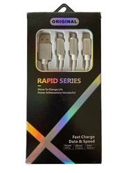 Kabel 3w1 Lightning Micro USB USB-C 3A Czarny